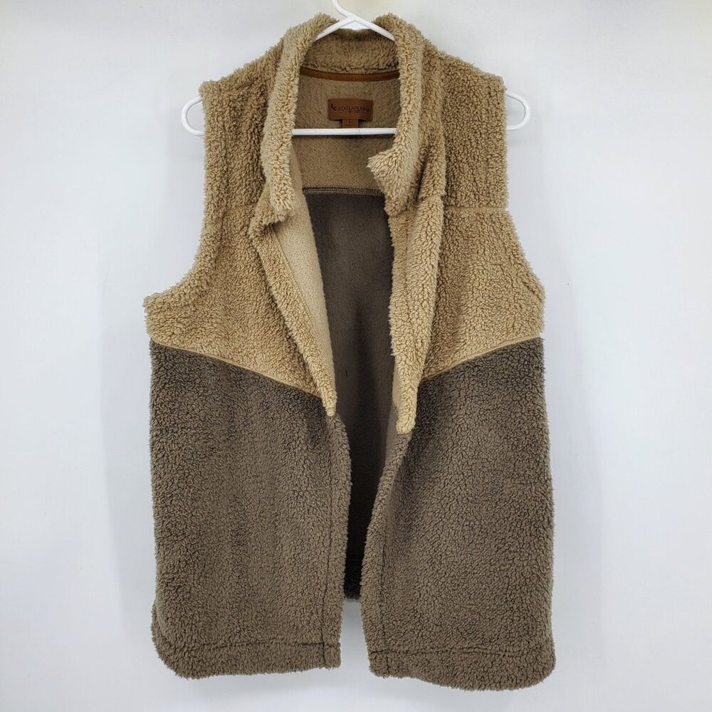 Koolaburra Ugg Brown Brushed Back Fuzzy Open Front Sherpa Cardigan Vest Large